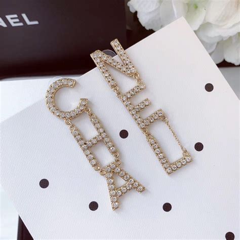 chanel letter drop earrings replica|Chanel earrings outlet.